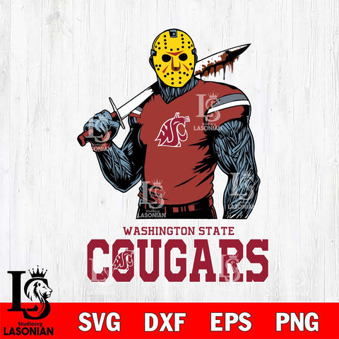 Washington State Cougars Jason Voorhees 7 Svg Eps Dxf Png File, Digital Download