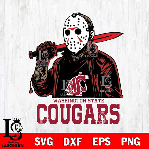 Washington State Cougars Jason Voorhees Horror Halloween Svg Eps Dxf Png File, NCAA svg, Digital Download, Instant Download