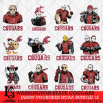 Washington State Cougars Jason Voorhees NCAA Bundle 12 SVG Svg Eps Dxf Png File, Digital Download