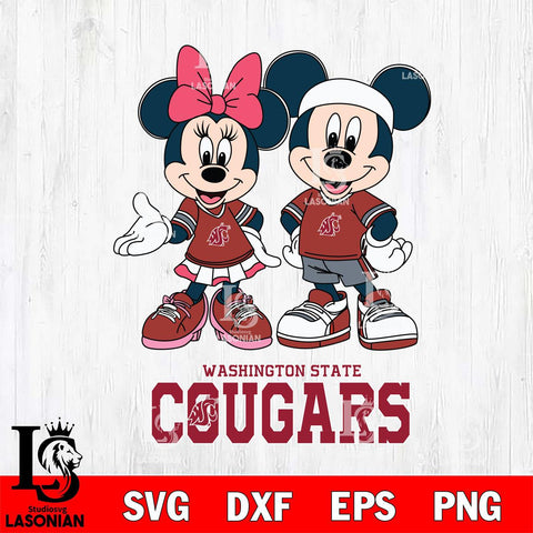 Washington State Cougars Mickey And Minnie Football Svg Eps Dxf Png File, NCAA svg , Digital Download , Instant Download, Cricut File