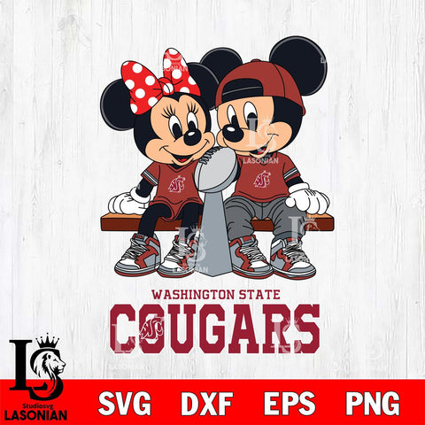 Washington State Cougars Mickey And Minnie Football Champions Svg Eps Dxf Png File, NCAA svg , Digital Download , Instant Download, Cricut File