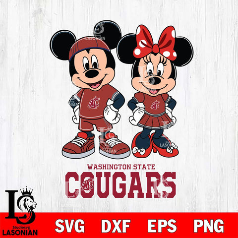 Washington State Cougars Mickey And Minnie Rugby Svg Eps Dxf Png File, NCAA svg , Digital Download , Instant Download, Cricut File