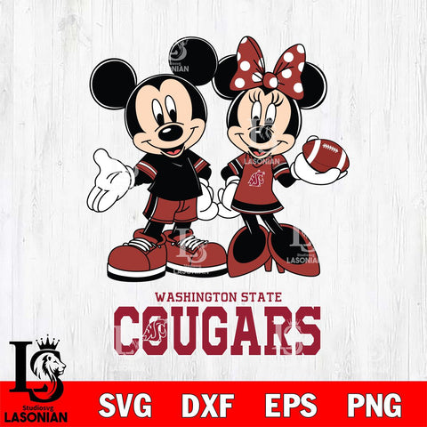 Washington State Cougars Mickey Minnie Football Svg Eps Dxf Png File, NCAA svg , Digital Download , Instant Download, Cricut File