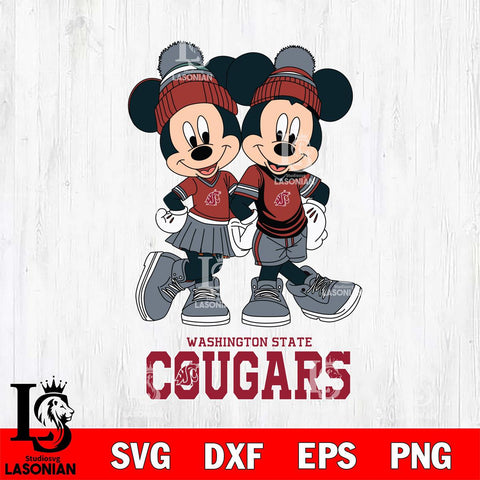 Washington State Cougars Mickey Minnie Valentine Football Svg Eps Dxf Png File, NCAA svg , Digital Download , Instant Download, Cricut File