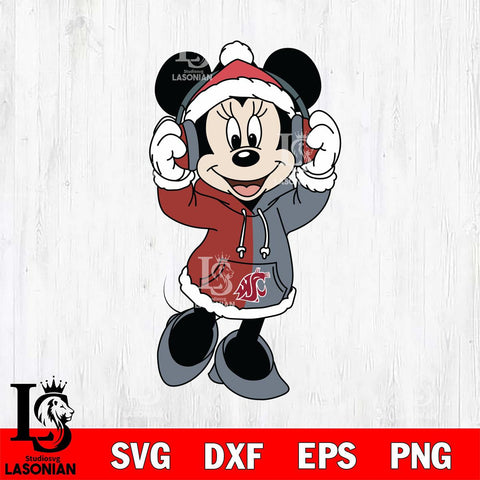 Washington State Cougars Minnie Mouse Disney Football Christmas File Cut, NCAA SVG DXF EPS PNG FILE, Digital Download , Criucut , Silhouette