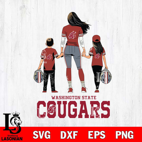 Washington State Cougars Mother and son Rugby SVG DXF EPS PNG FILE,NCAA SVG, Father day Digital Download,Instant Download, Silhouette