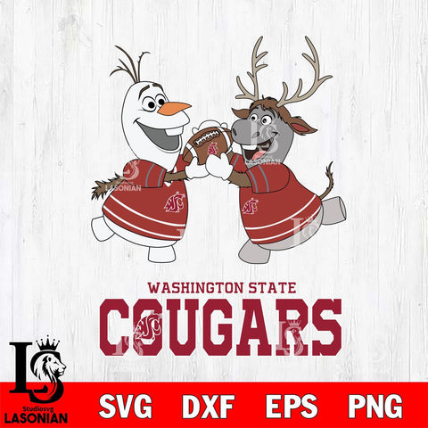 Washington State Cougars Olaf & Sven Football Cricut,Christmas SVG DXF EPS PNG FILE, NCAA Digital Download,Instant Download, Silhouette