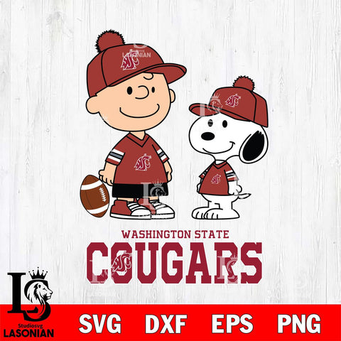 Washington State Cougars Peanuts Snoopy Friends Football SVG DXF EPS PNG FILE,Snoopy File Cut, NCAA Digital Download,Instant Download,Christmas Silhouette