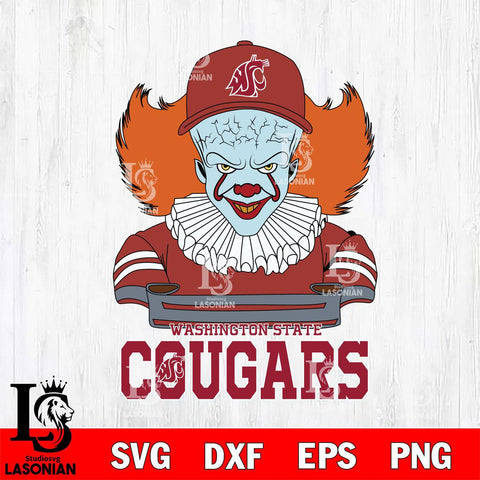 Washington State Cougars Pennywise Horror Sport 2 Svg Eps Dxf Png File, Digital Download