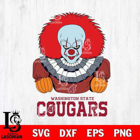 Washington State Cougars Pennywise Horror Sport 3 Svg Eps Dxf Png File, Digital Download