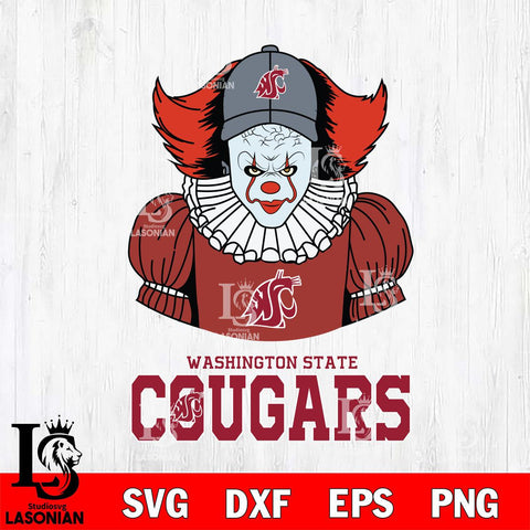 Washington State Cougars Pennywise Horror Sport 7 Svg Eps Dxf Png File, Digital Download