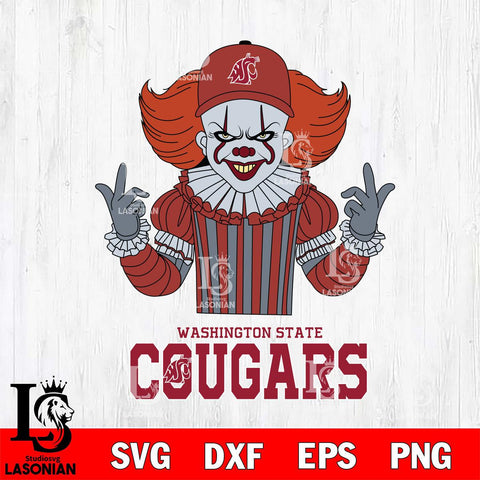 Washington State Cougars Pennywise Horror Sport 8 Svg Eps Dxf Png File, Digital Download