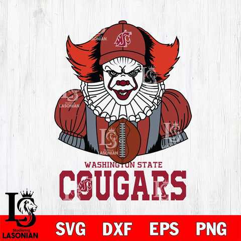Washington State Cougars Pennywise Horror Sport 9 Svg Eps Dxf Png File, Digital Download