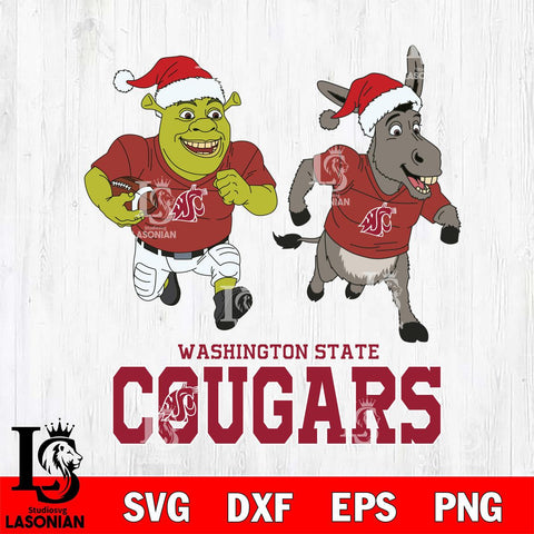 Washington State Cougars Shrek and Donkey Football Cricut,Christmas SVG DXF EPS PNG FILE, NCAA Digital Download,Instant Download, Silhouette