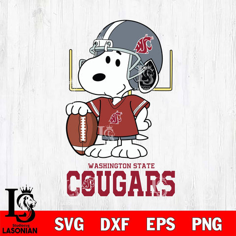 Washington State Cougars Snoopy Player Football SVG DXF EPS PNG FILE,Snoopy File Cut, NCAA Digital Download,Instant Download,Christmas Silhouette