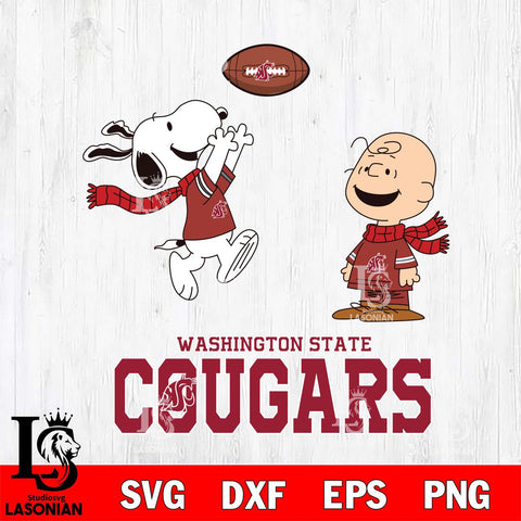 Washington State Cougars Snoopy & Charlie Brown Football Cricut,Christmas SVG DXF EPS PNG FILE, NCAA Digital Download,Instant Download, Silhouette