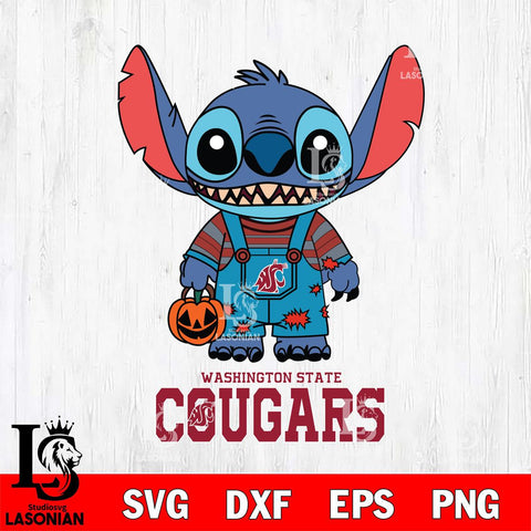 Washington State Cougars Stitch Horror Halloween Svg Eps Dxf Png File, NCAA svg, Digital Download, Instant Download