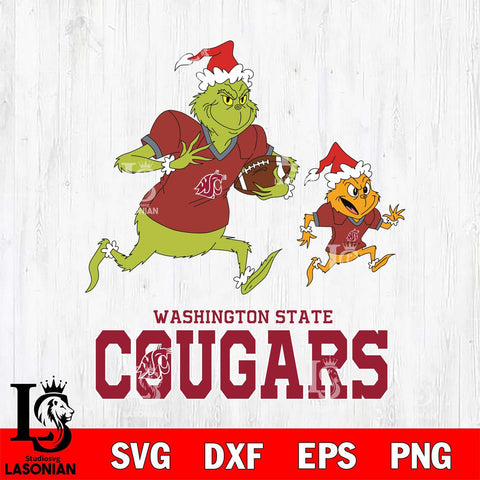 Washington State Cougars The Grinch & Max Football Cricut,Christmas SVG DXF EPS PNG FILE, NCAA Digital Download,Instant Download, Silhouette