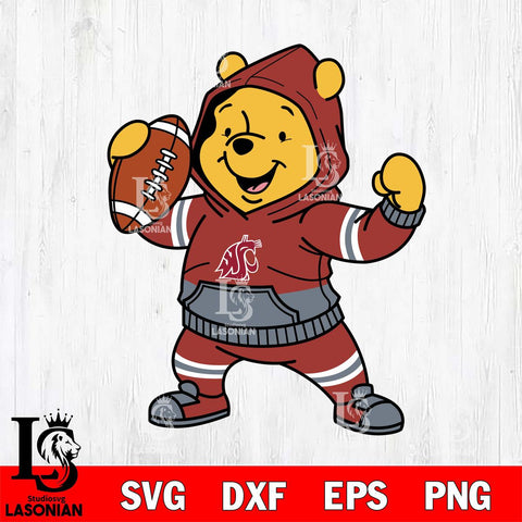 Washington State Cougars Winnie The Pooh Disney Football Christmas File Cut, NCAA SVG DXF EPS PNG FILE, Digital Download , Criucut , Silhouette