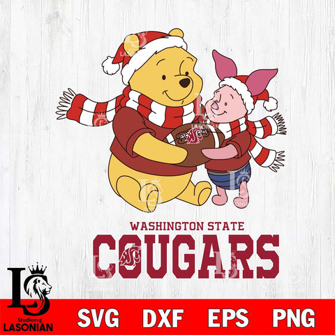 Washington State Cougars Winnie the Pooh & Piglet Football Cricut,Christmas SVG DXF EPS PNG FILE, NCAA Digital Download,Instant Download, Silhouette