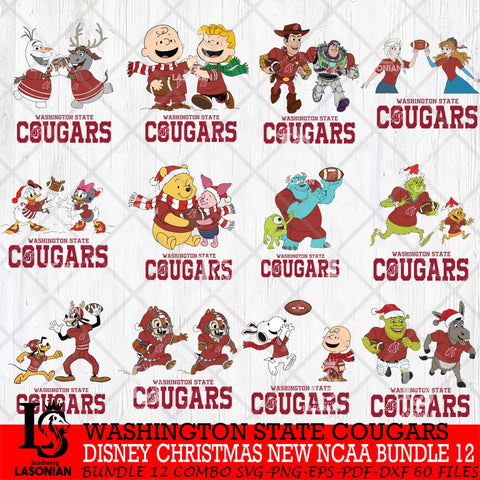 Washington State Cougars  Disney Christmas New NCAA Bundle 12 Cricut,Christmas SVG DXF EPS PNG FILE, BUNDLE NCAA Digital Download,Instant Download, Silhouette