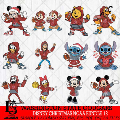 Washington State Cougars  Disney christmas NCAA Bundle File Cut, Bundle NCAA SVG DXF EPS PNG FILE, Digital Download , Criucut , Silhouette
