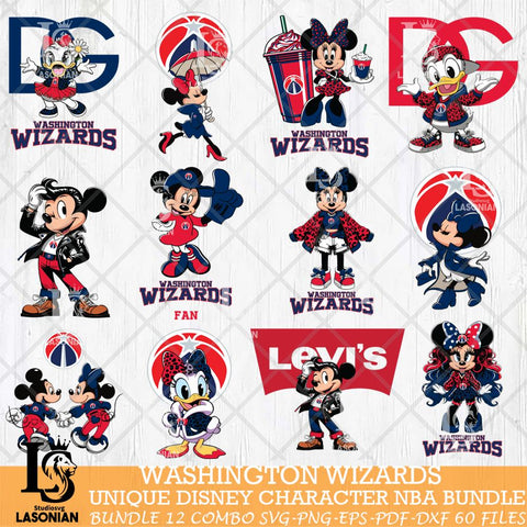 Washington Wizards Disney character NBA Bundle 12 Svg Eps Dxf Png File, Digital Download, Instant Download