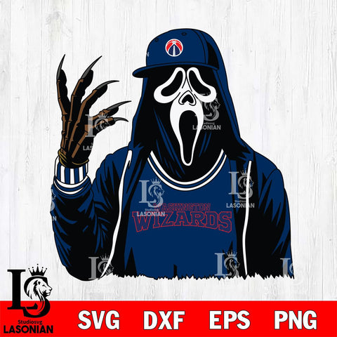 Washington Wizards Ghostface Horror basketball SVG DXF EPS PNG FILE, NBA File Cut,Halloween Digital Download,Instant Download, Silhouette