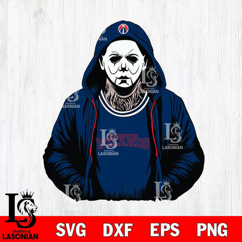 Washington Wizards Michael Myers Horror basketball SVG DXF EPS PNG FILE, NBA File Cut,Halloween Digital Download,Instant Download, Silhouette
