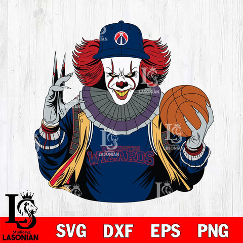 Washington Wizards Pennywise Horror basketball SVG DXF EPS PNG FILE, NBA File Cut,Halloween Digital Download,Instant Download, Silhouette