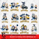 West Virginia Mountaineers Bluey & Bingo Bundle 12 SVG Svg Eps Dxf Png File, Bundle NCAA svg, Digital Download, Instant Download