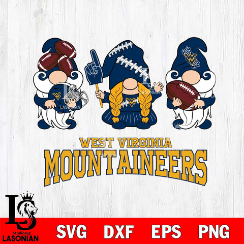 West Virginia Mountaineers 3 Gnomes Football Svg Eps Dxf Png File, Digital Download, Instant Download