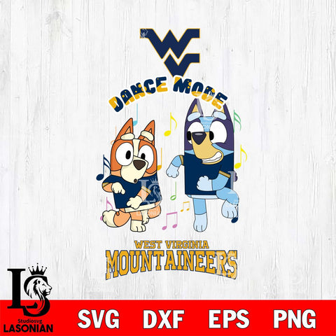 West Virginia Mountaineers Bluey Bingo Dance Mode Svg Eps Dxf Png File, NCAA svg, Digital Download, Instant Download