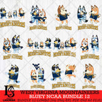 West Virginia Mountaineers Bluey Dace Mode NCAA Bundle 12 SVG Eps Dxf Png File, Digital Download, Instant Download