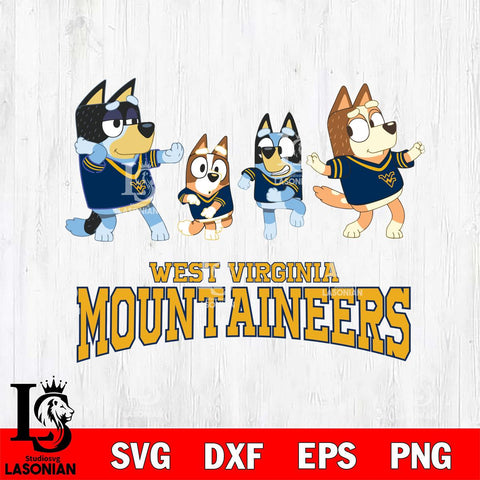 West Virginia Mountaineers Bluey Dance Mode Squats Svg Eps Dxf Png File, Digital Download, Instant Download