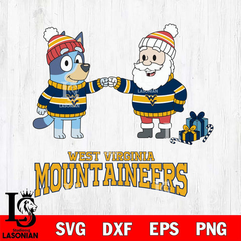 West Virginia Mountaineers Bluey With Satan Christmas File Cut, NCAA SVG DXF EPS PNG FILE, Digital Download,Instant Download, Silhouette