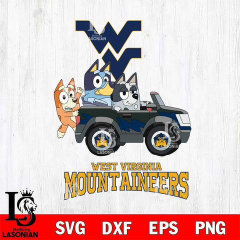 West Virginia Mountaineers Bluey friends car Svg Eps Dxf Png File, NCAA svg, Digital Download, Instant Download