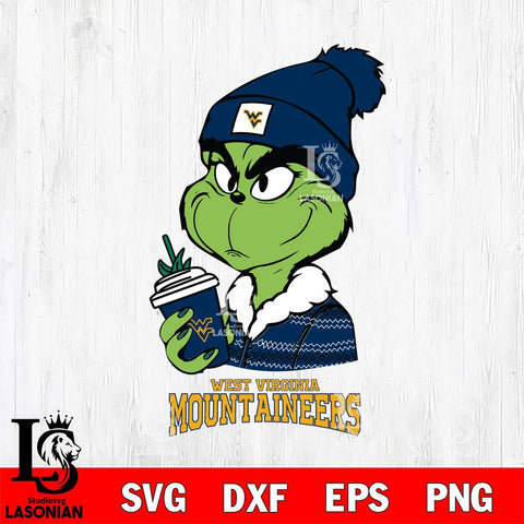 West Virginia Mountaineers Boujee Grinch Christmas Cut Files Cricut, Svg Dxf Eps Png file, Digital download , Silhouette