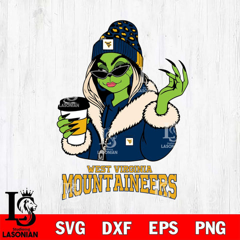 West Virginia Mountaineers Boujee Grinch Girls Christmas Cut Files Cricut, Svg Dxf Eps Png file, Digital download , Silhouette
