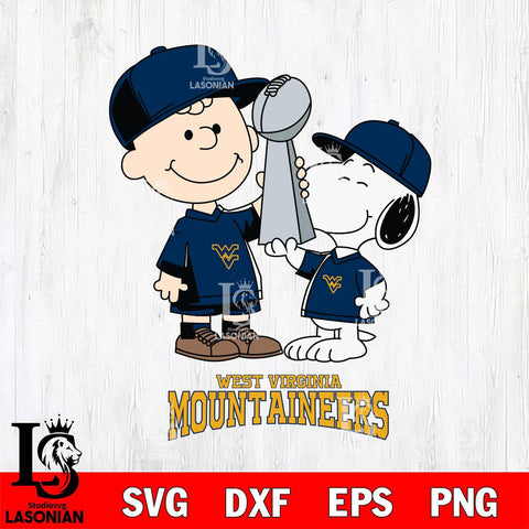 West Virginia Mountaineers Charlie Brown and Snoopy Champions Svg Eps Dxf Png File, NCAA svg , Digital Download , Instant Download, Cricut File