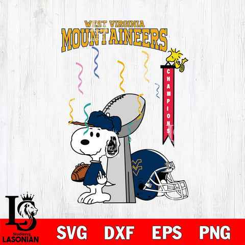 West Virginia Mountaineers Charlie Brown and Snoopy Super Bowl Svg Eps Dxf Png File, NCAA svg , Digital Download , Instant Download, Cricut File