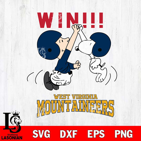 West Virginia Mountaineers Charlie Brown and Snoopy Win Svg Eps Dxf Png File, NCAA svg , Digital Download , Instant Download, Cricut File
