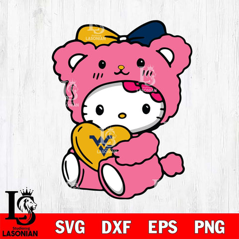 West Virginia Mountaineers Cute Hello Kitty 3 Svg Eps Dxf Png File, Digital Download, Instant Download