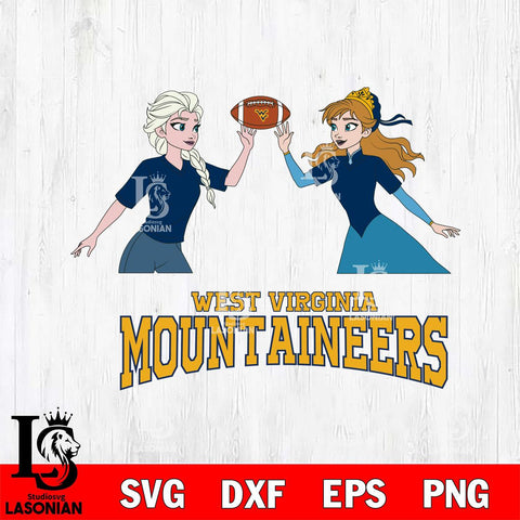 West Virginia Mountaineers Elsa & Anna Football Cricut,Christmas SVG DXF EPS PNG FILE, NCAA Digital Download,Instant Download, Silhouette