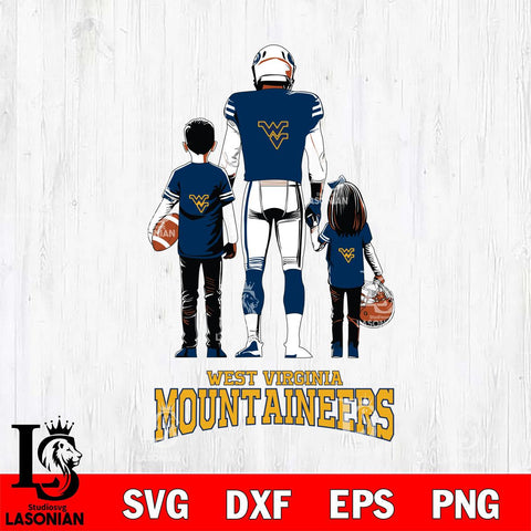 West Virginia Mountaineers Father And Child Football SVG DXF EPS PNG FILE,NCAA SVG, Father day Digital Download,Instant Download, Silhouette