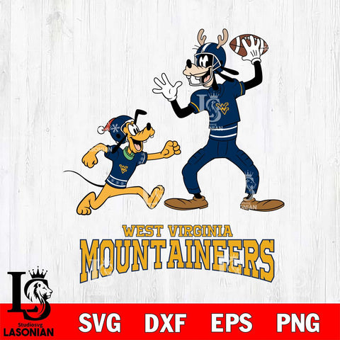 West Virginia Mountaineers Goofy & Pluto Football Cricut,Christmas SVG DXF EPS PNG FILE, NCAA Digital Download,Instant Download, Silhouette