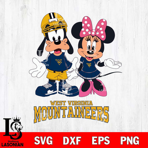 West Virginia Mountaineers Goofy and Minnie mouse Football SVG DXF EPS PNG FILE,NCAA svg ,Football Digital Download,Instant Download, Silhouette