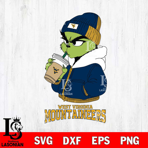 West Virginia Mountaineers Grinch Bougie Christmas Cut Files Cricut, Svg Dxf Eps Png file, Digital download , Silhouette