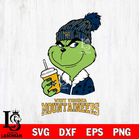 West Virginia Mountaineers Grinch Cofffe Christmas Cut Files Cricut, Svg Dxf Eps Png file, Digital download , Silhouette