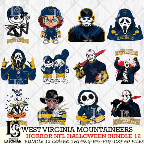 West Virginia Mountaineers Halloween Bundle 12 SVG Svg Eps Dxf Png File, NCAA bundle svg, Digital Download, Instant Download